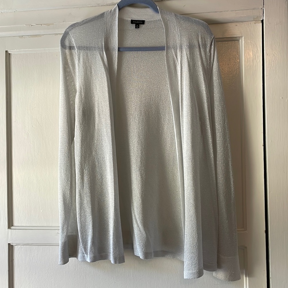Talbots Silver Sparkle cardigan size medium